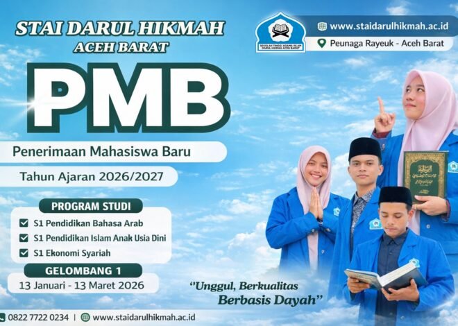PMB 2026/2027 Dibuka, STAI Darul Hikmah Aceh Barat Siapkan Tiga Prodi Unggulan