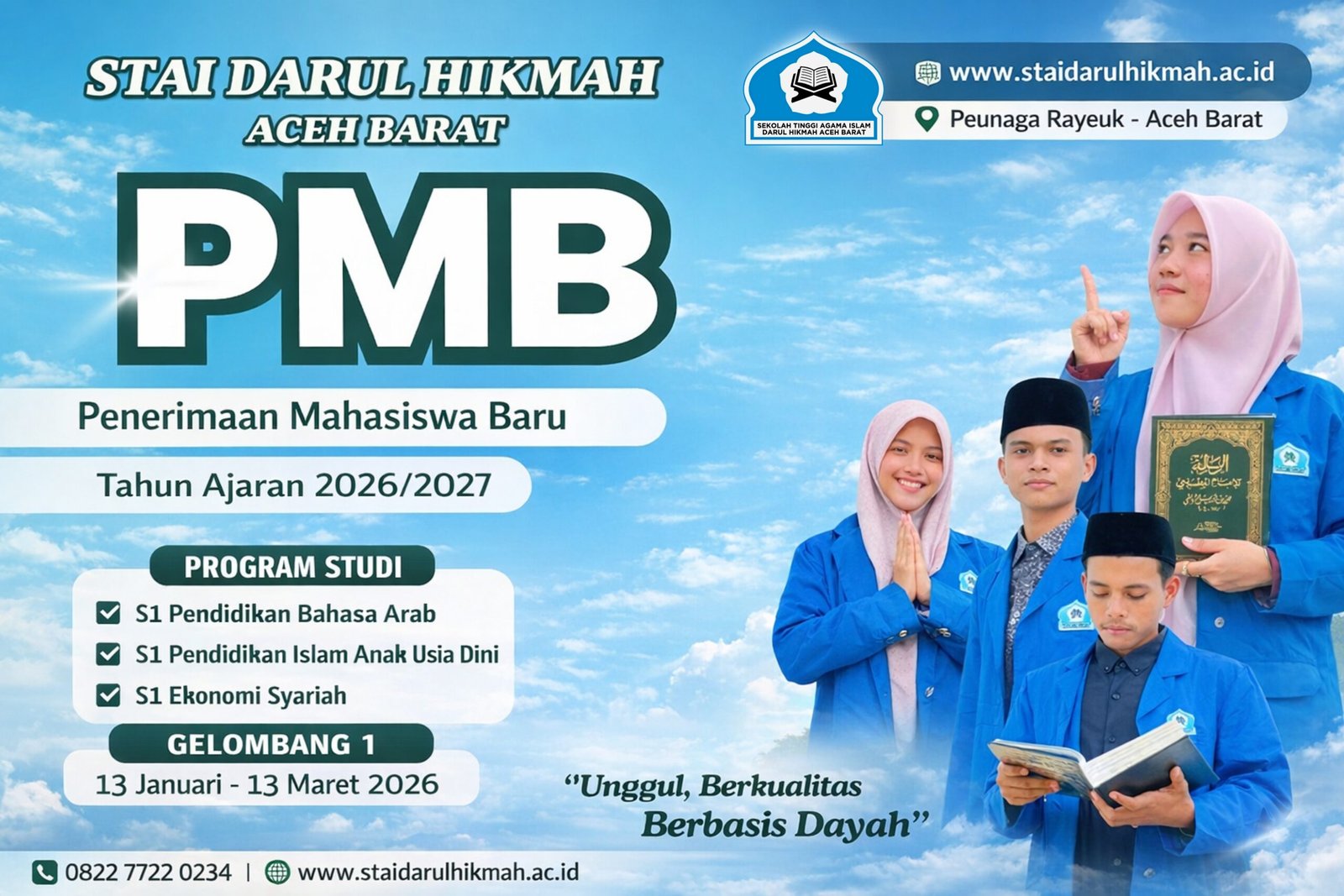 PMB 2026/2027 Dibuka, STAI Darul Hikmah Aceh Barat Siapkan Tiga Prodi Unggulan